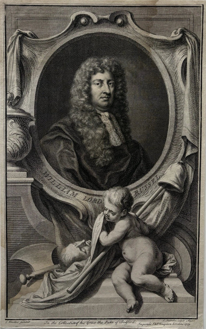 Antique Engraving – William Russell, Lord Russell, English Noble, 1739