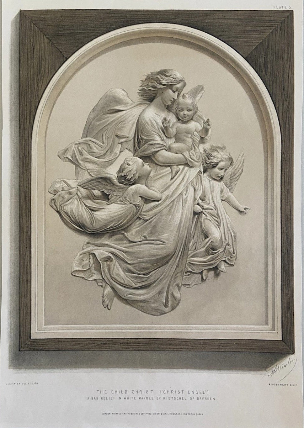 Antique Victorian Engraving “The Child Christ” Bas-Relief in Marble