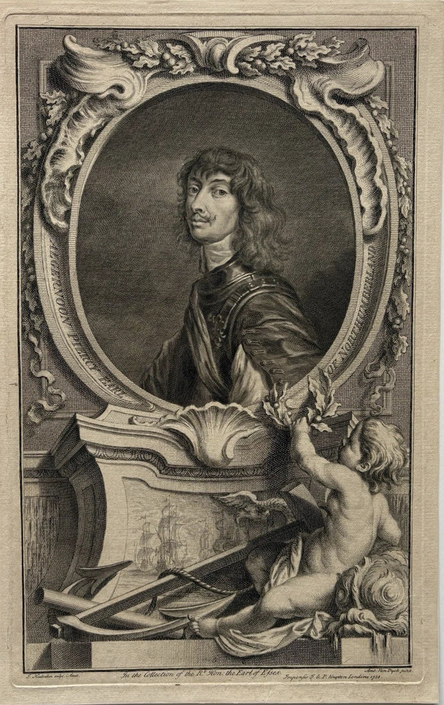 Antique Engraving Algernon Percy, 10th Earl of Northumberland, 4th Baron Percy 1738