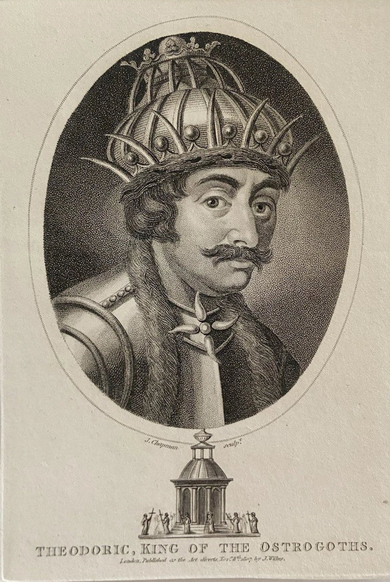 Antique 1807 Engraving of Theodoric, King of the Ostrogoths – Gothic Monarch