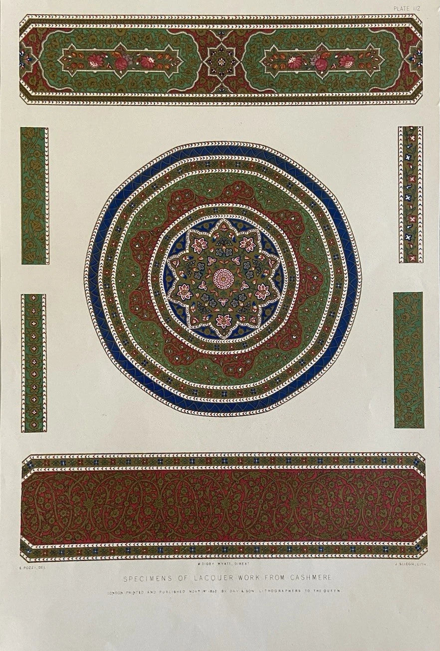 Antique 1852 Cashmere Lacquer Work | Indian Decorative Arts Print