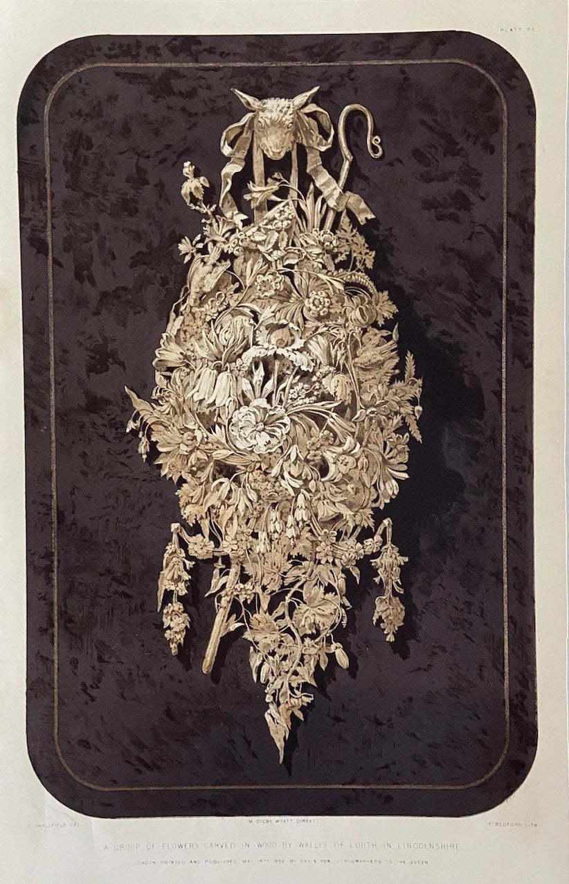 Antique Floral Wood Carving Victorian Decorative Arts Engraving 1852