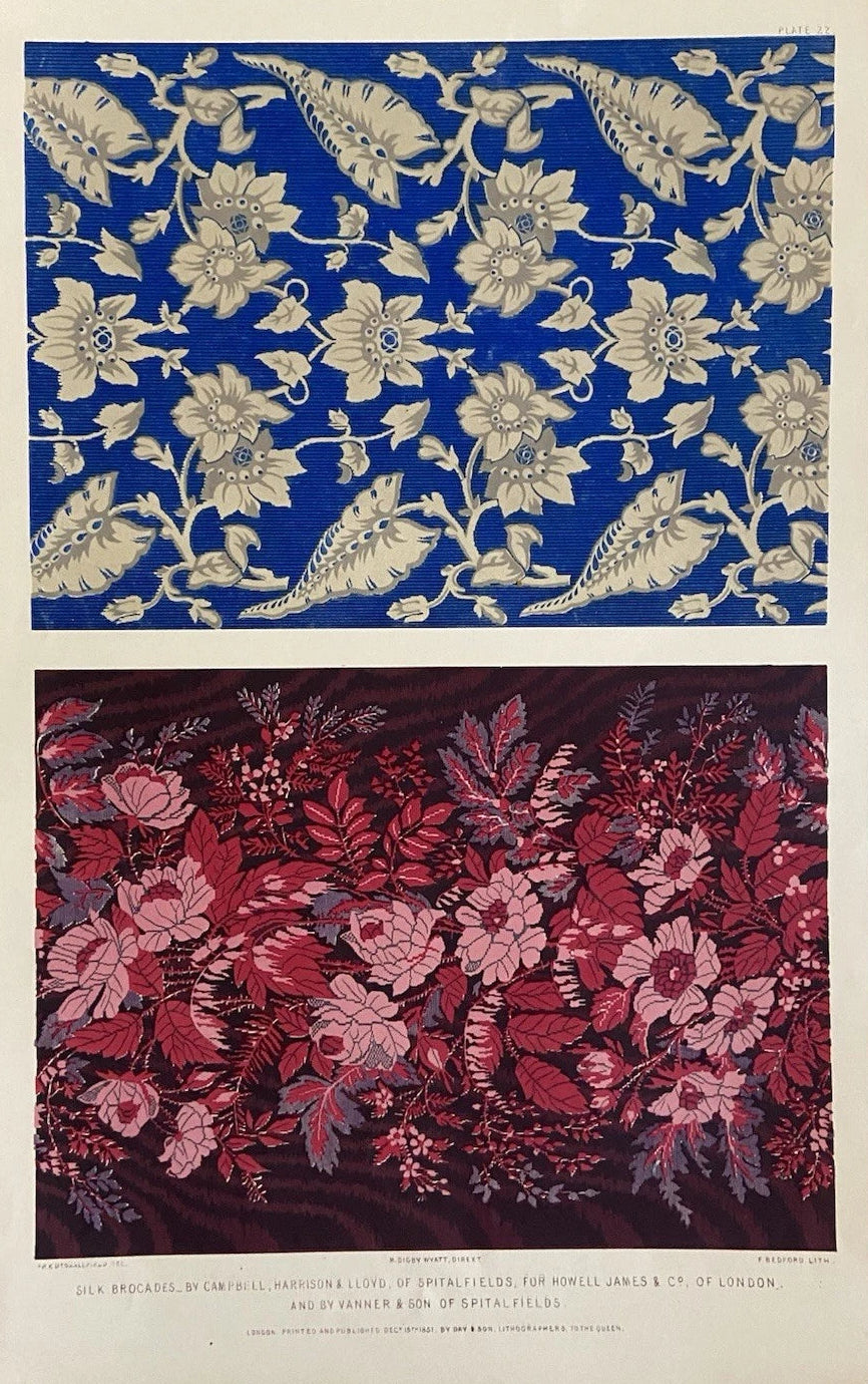 Antique Victorian Textile Print – Silk Brocades by Campbell, Harrison & Lloyd 1851