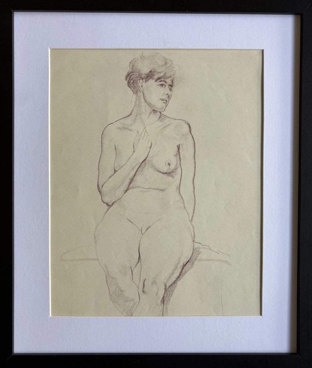 Mid-20th Century Academic Female Form  Pencil Drawing Classical Life Study