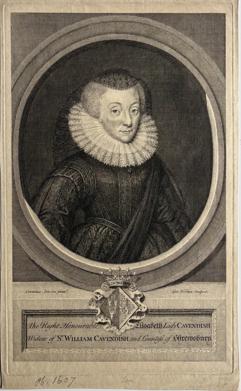 Antique Engraving Lady Elisabeth Cavendish Duchess of Shrewsbury 1752