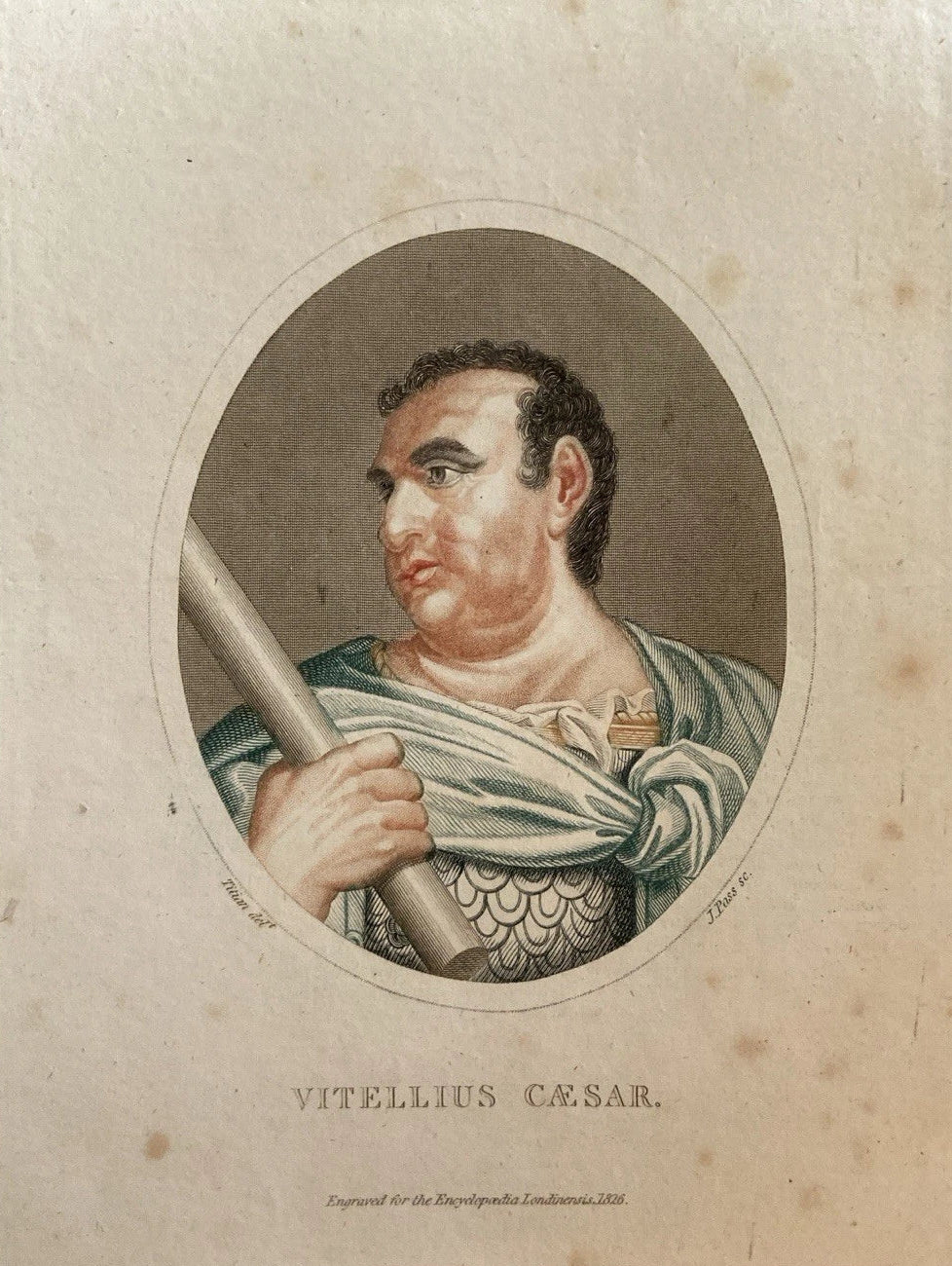 Antique 1826 Engraving of Vitellius Caesar – Roman Emperor