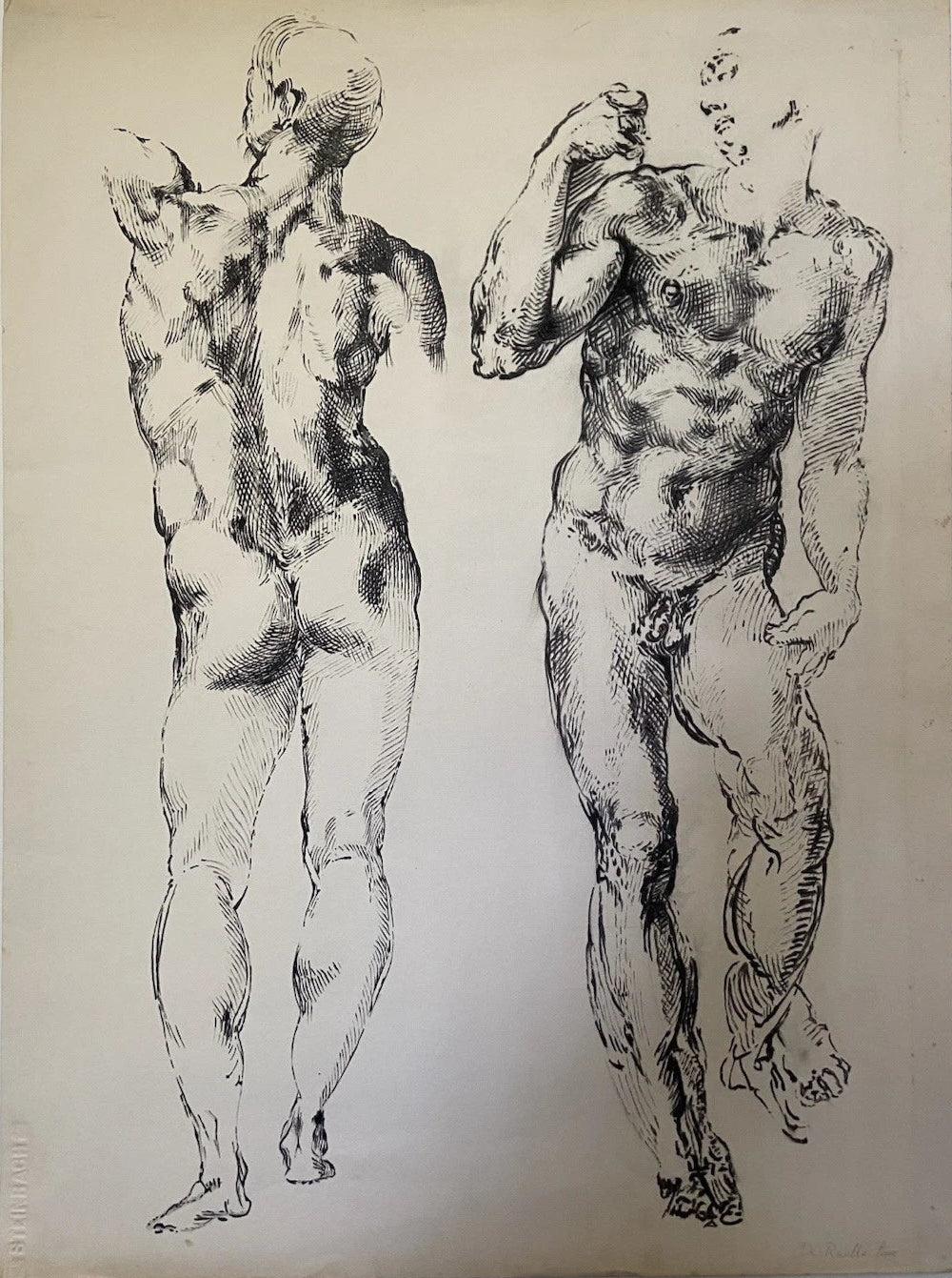 Vintage Male Figure ink Art