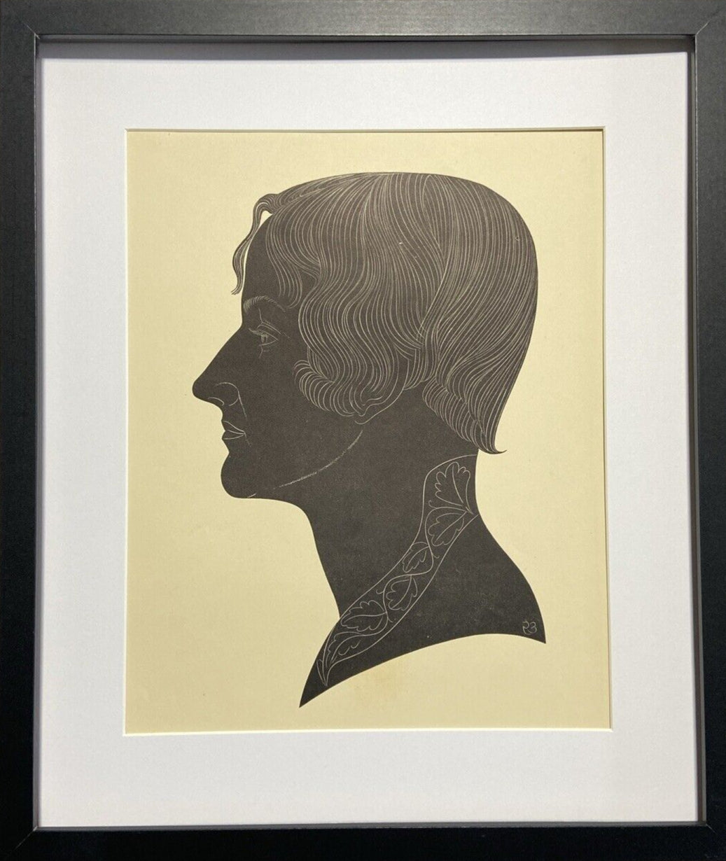 Eric Gill Framed wood engraving art print Of Beatrice Warde 1926