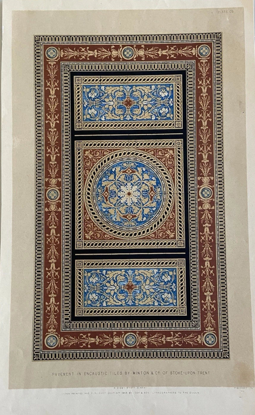 Antique 1852 Victorian Floor Pattern Print Encaustic Tile Design |