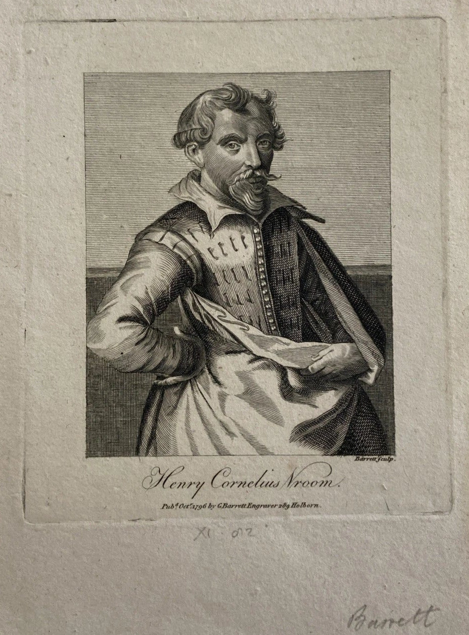 1796 Engraving of Henry Cornelius Vroom – Dutch Marine Painter by Barnett