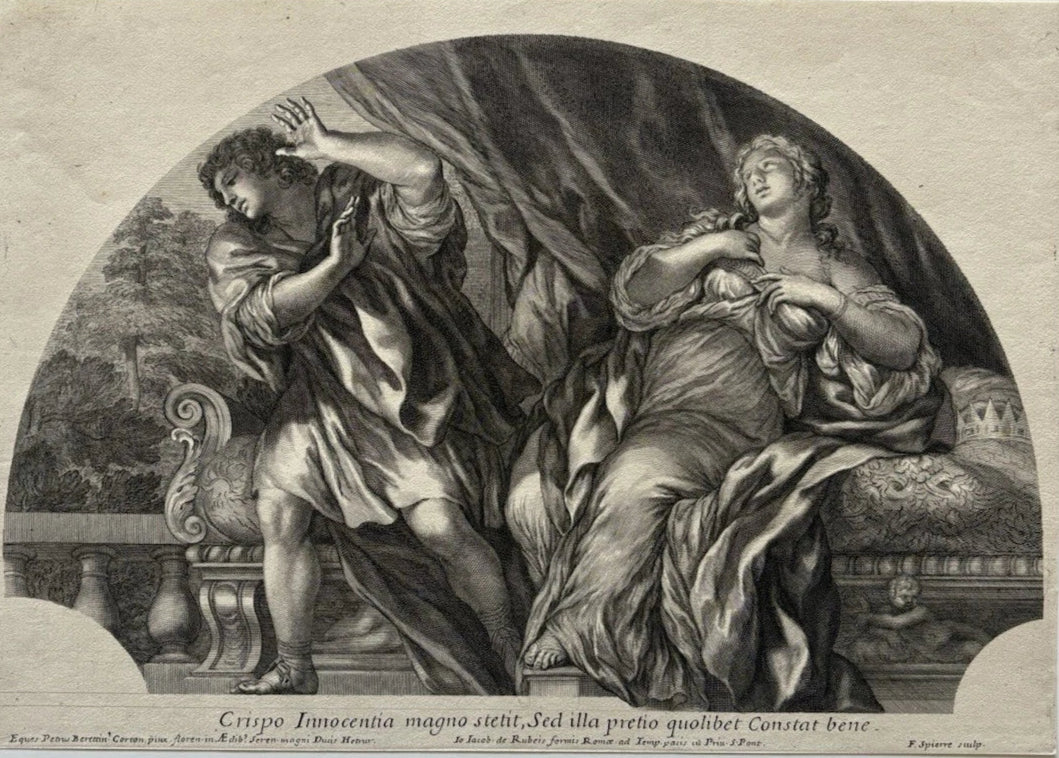 Antique Baroque Engraving Crispus and Fausta, After Pietro da Cortona 1677