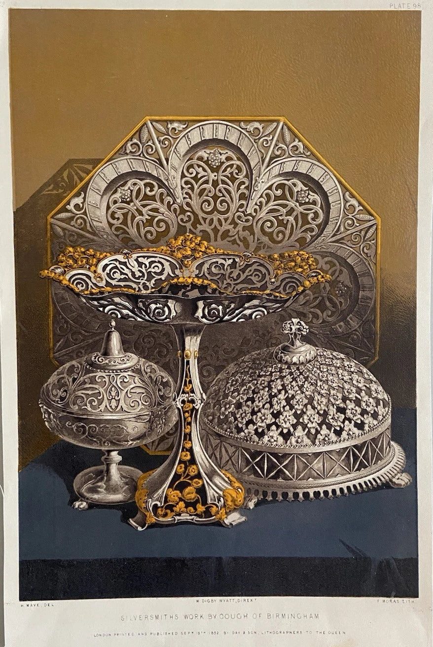 Antique Victorian Engraving Silversmiths Work by Gough of Birmingham (1852)