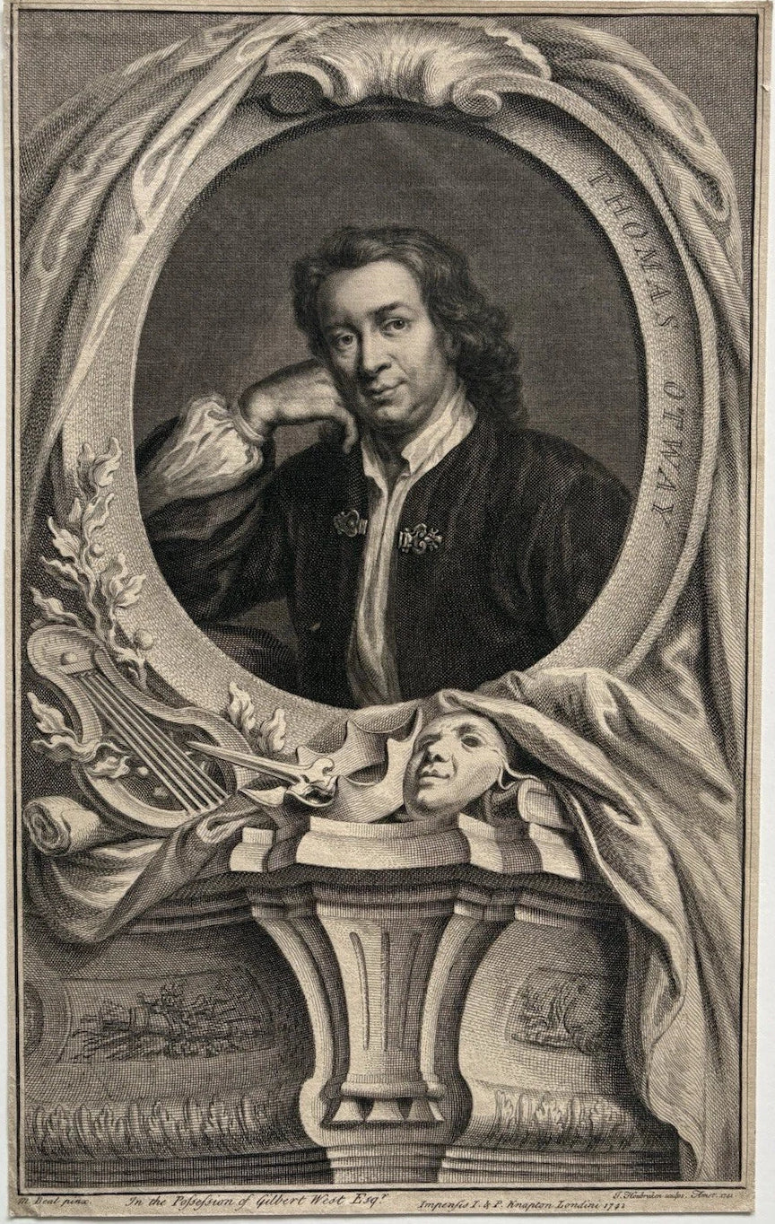 Antique 1742 Engraving Portrait of Thomas Otway, English Dramatist