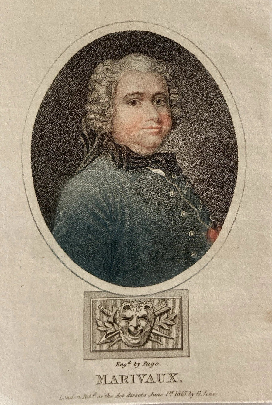 Antique Engraving of Marivaux – 1815 Portrait of French Playwright by C. Jones