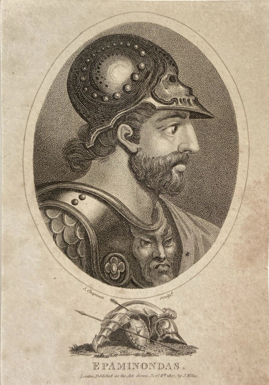 Antique 1806 Engraving of Epaminondas – Theban General & Statesman