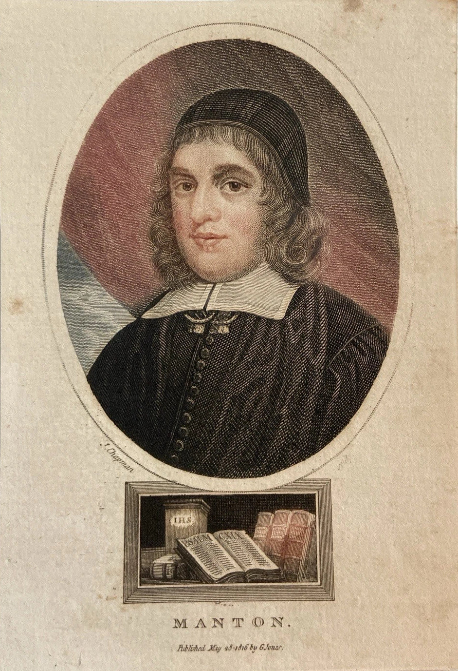 Antique Engraving – Rev. Thomas Manton, Prominent Puritan Theologian 1806