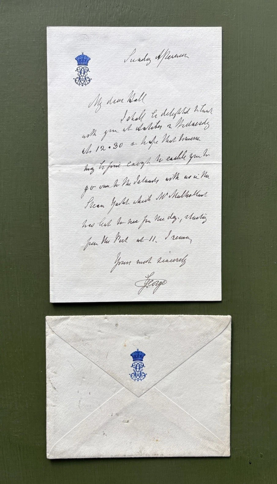 Prince George Duke of Cambridge Signed Letter With Envelope to Sir Charles Hall