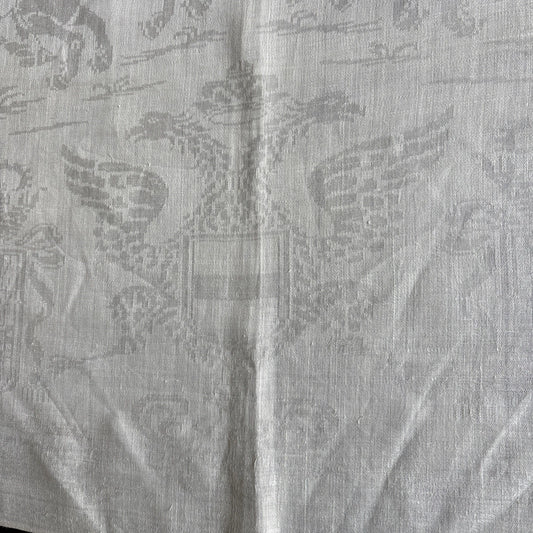 Antique 18th Century  commemorative Damask napkin Double Headed Eagle War of the Spanish Succession 1708