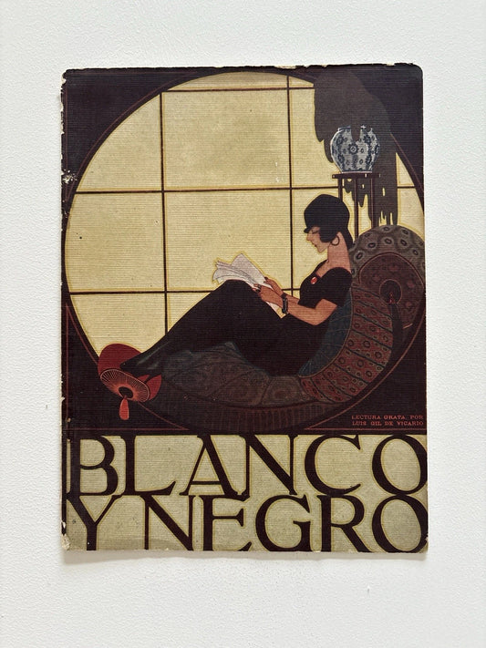 Antique art deco Lectura Grata Luis Gil de Vicario Blanco y Negro Magazine Cover