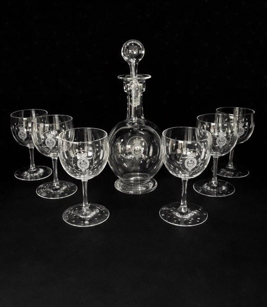 Antique Royal Engraved 6 Glasses Decanter Prince Arthur, Duke of Connaught 1900