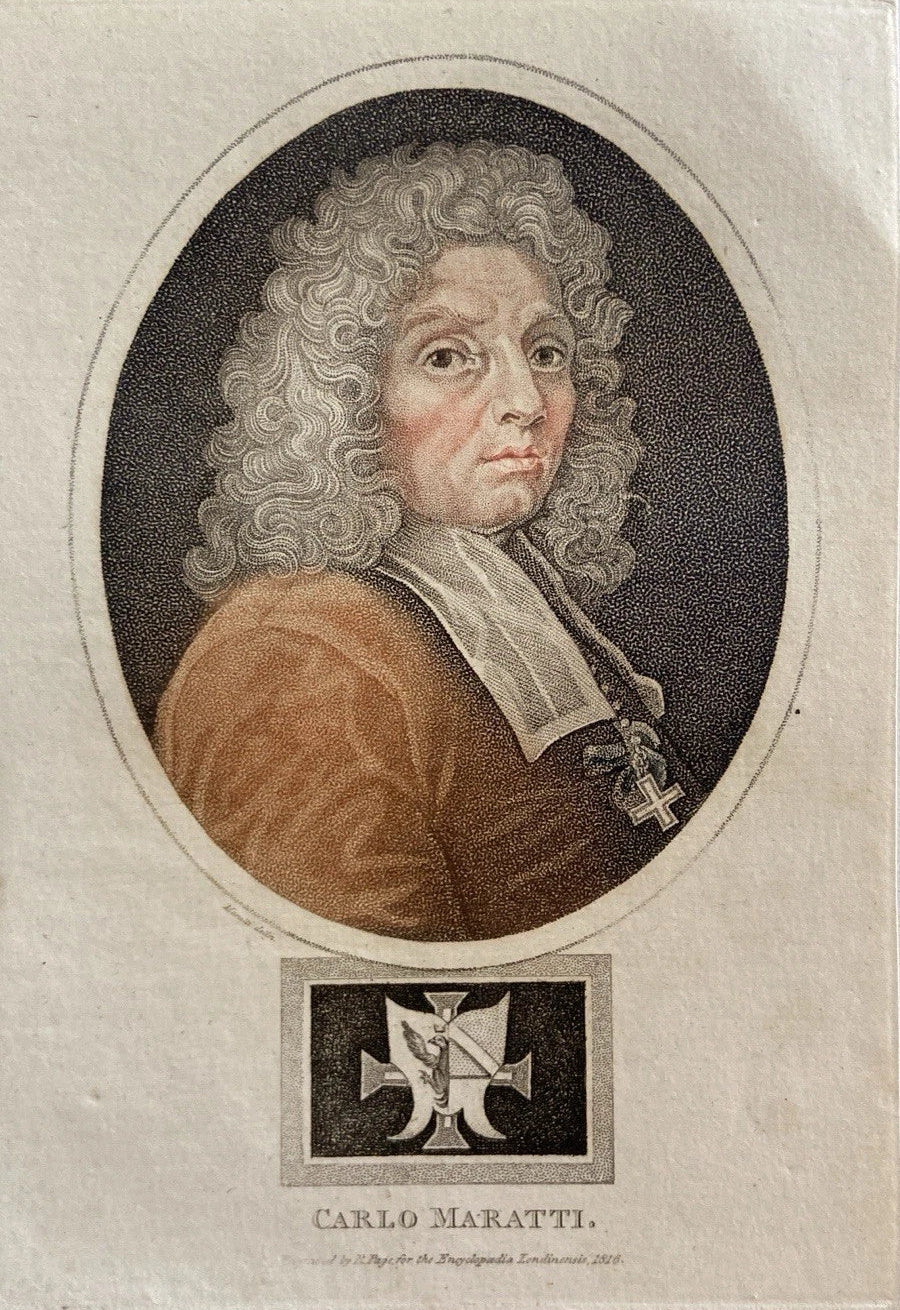 Antique 1820 Engraving of Carlo Maratti – Baroque Painter
