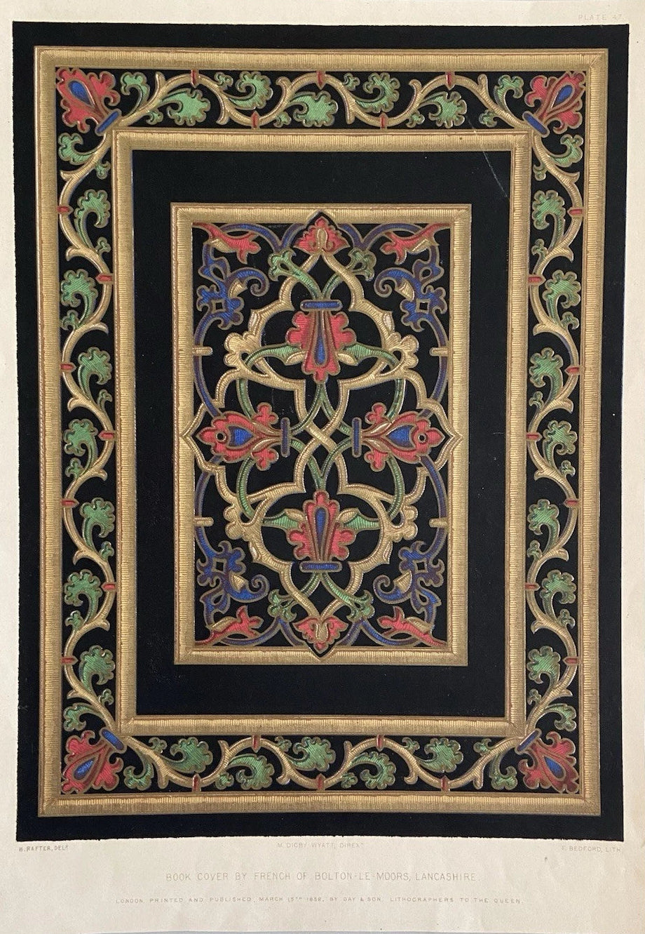 Antique Victorian Print Ornamental Book Cover by French of Bolton-le-Moors 1852