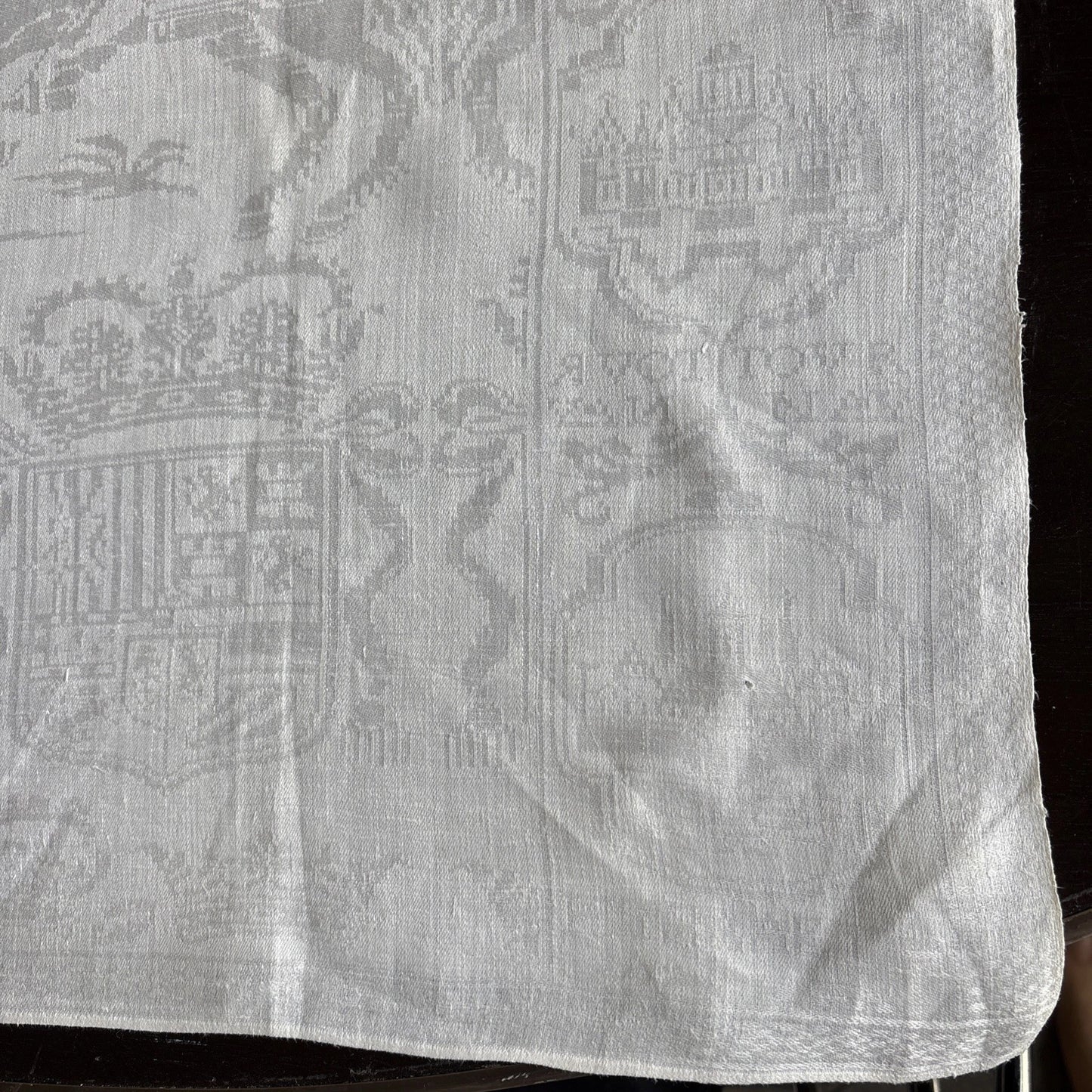 Antique 18th Century  commemorative Damask napkin Double Headed Eagle War of the Spanish Succession 1708