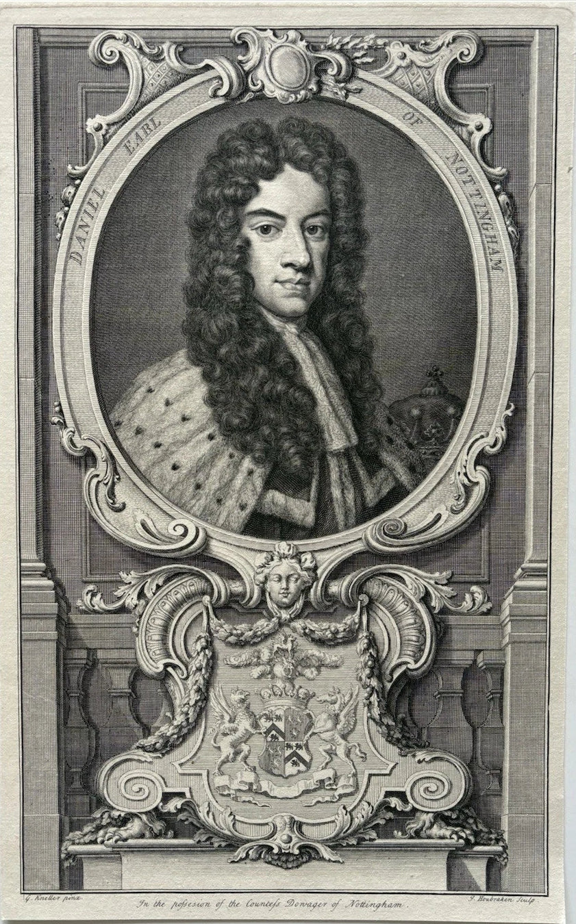 Antique Engraving – Daniel Finch, Earl of Nottingham, British Noble, 1738