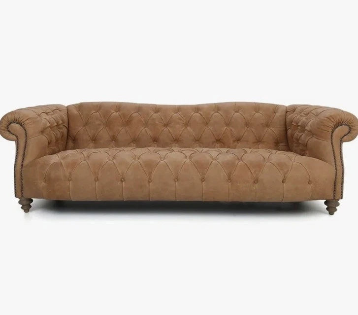 Matisse Grand - type Cow Leather Chesterfield In Tan Leather 5 Seating Sofa