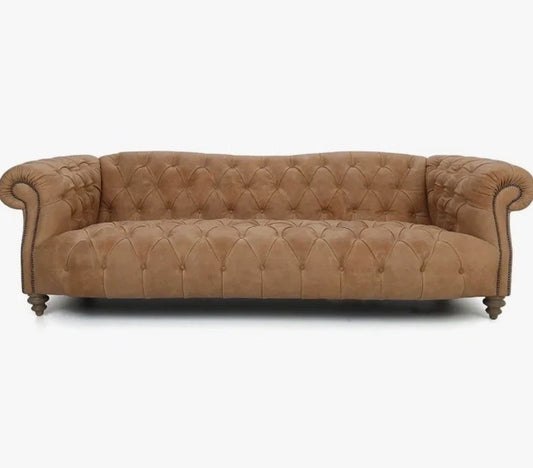 Matisse Grand - type Cow Leather Chesterfield In Tan Leather 5 Seating Sofa