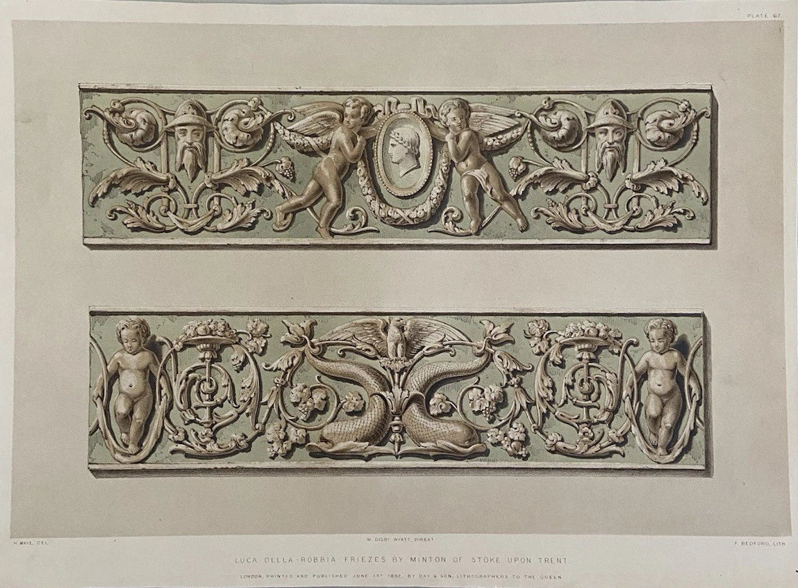 Antique Victorian Engraving 1852 Ornamental Stove & Fender Fine Ceramics and Architectural Design