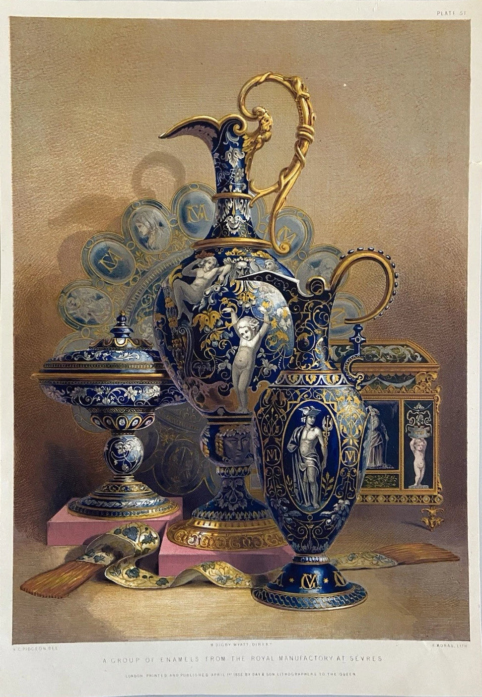 Antique Victorian Engraving Enamel Masterpieces from the Royal Manufactory at Sèvres 1852