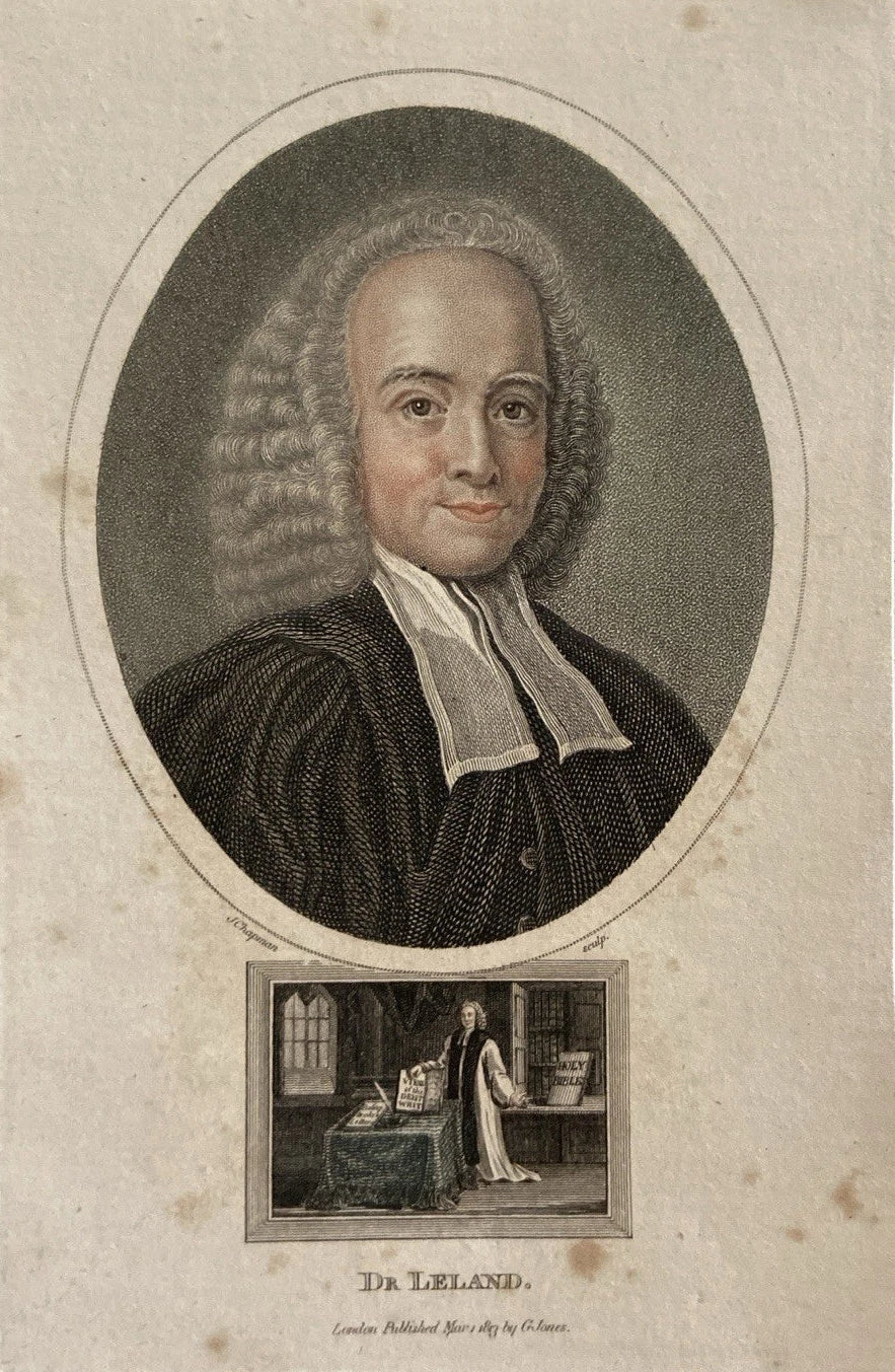 Antique Engraving of Dr. John Leland – 19th Century Theologian Portrait