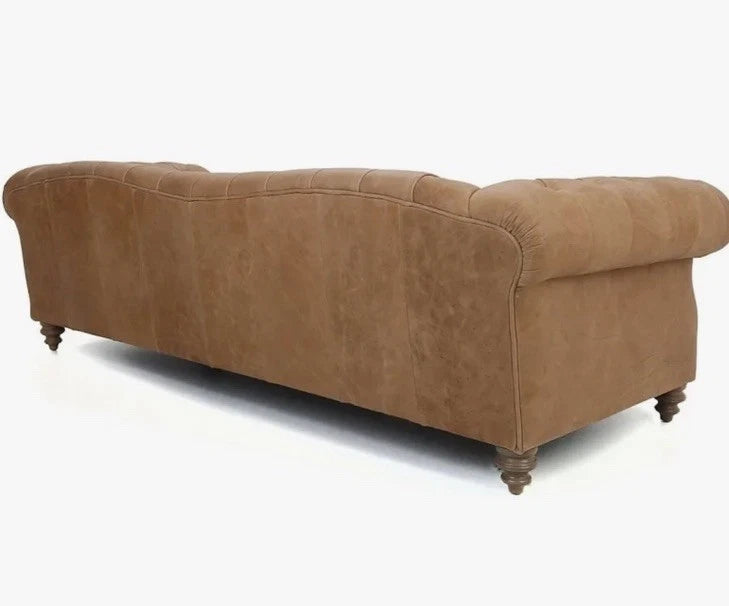 Matisse Grand - type Cow Leather Chesterfield In Tan Leather 5 Seating Sofa