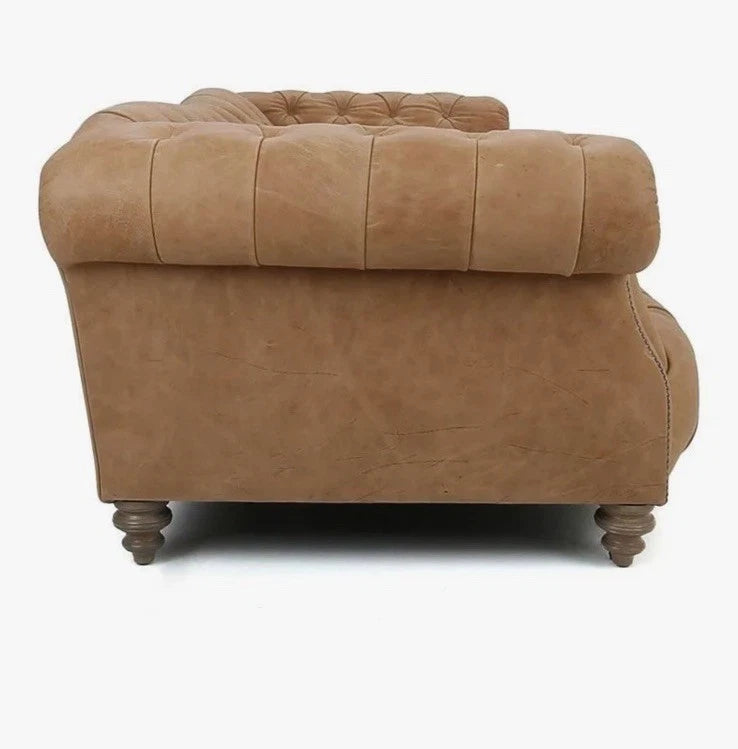 Matisse Grand - type Cow Leather Chesterfield In Tan Leather 5 Seating Sofa