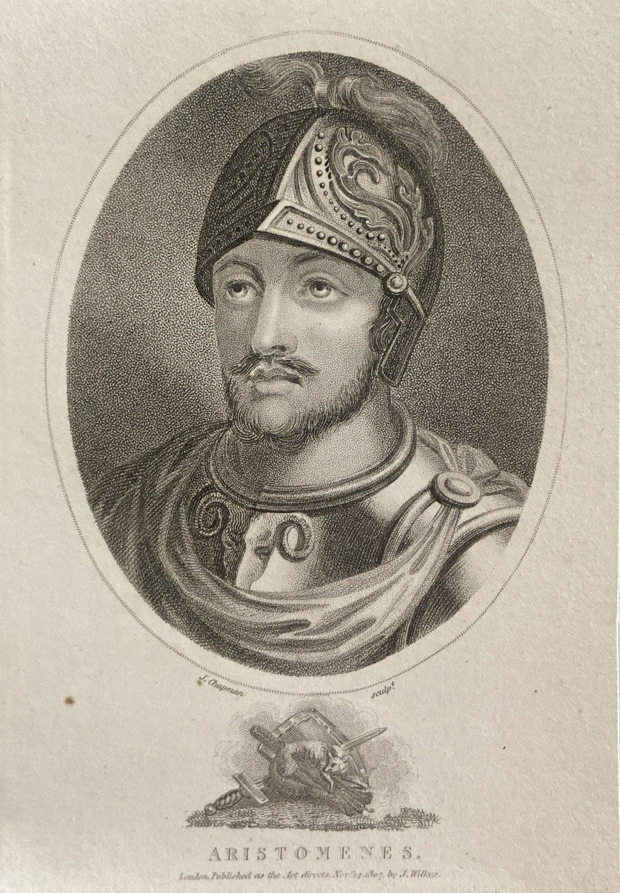 Antique 1807 Engraving of Aristomenes – Heroic Messenian Warrior