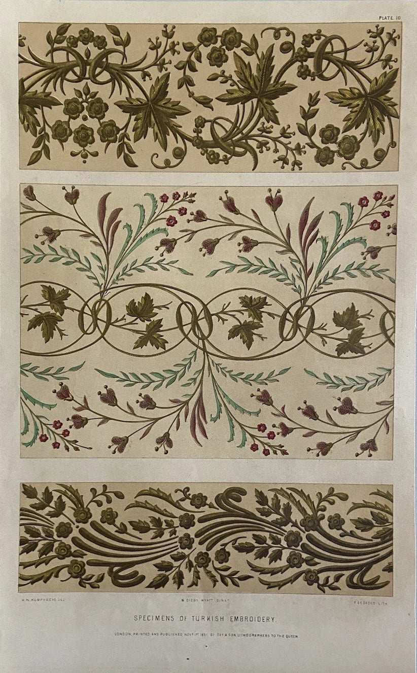 Antique Victorian Textile Print – Specimens of Turkish Embroidery 1851