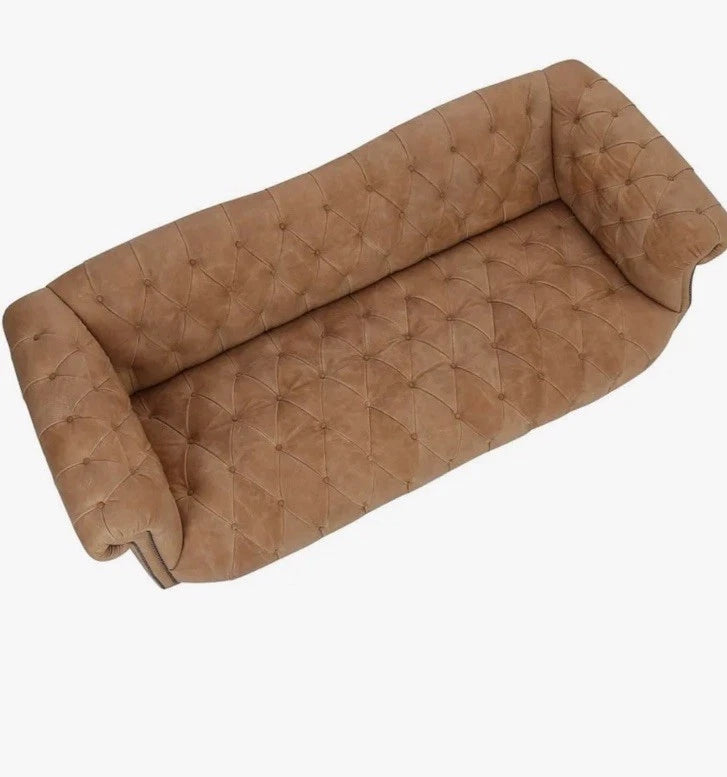Matisse Grand - type Cow Leather Chesterfield In Tan Leather 5 Seating Sofa