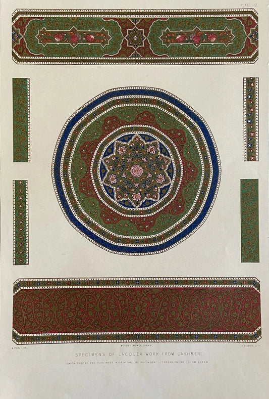 Antique 1852 Cashmere Lacquer Work | Indian Decorative Arts Print
