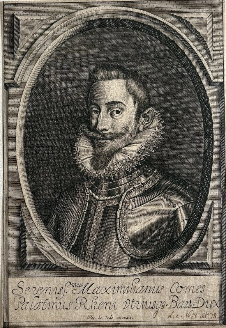 Antique Engraving Maximilian I Elector of Bavaria Portrait of Palatine Prince