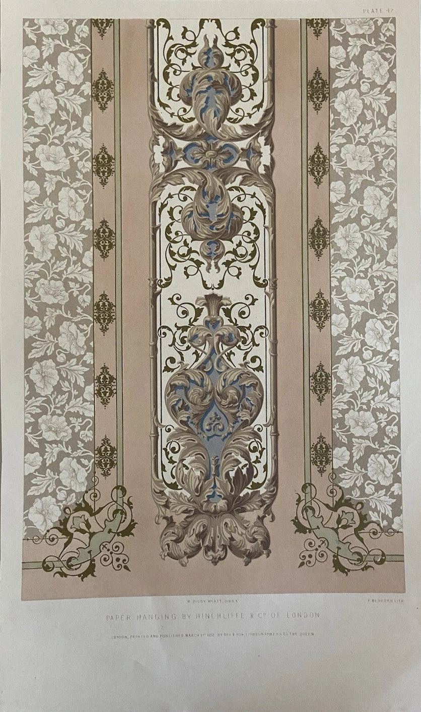 Antique Victorian Textile Print – Paper Hanging by Hinchliffe & Co. of London 1852