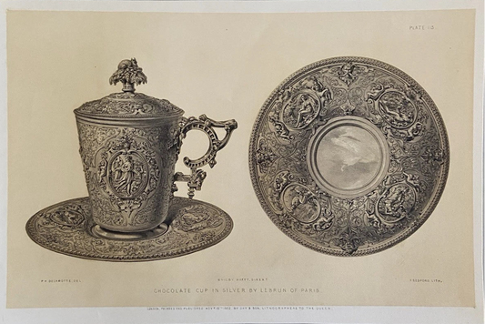 Antique Victorian Engraving 1852 Silver Chocolate Cup by Lebrun of Paris
