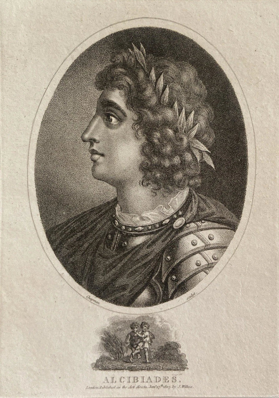 Antique 1806 Engraving of Alcibiades – Athenian Statesman & General