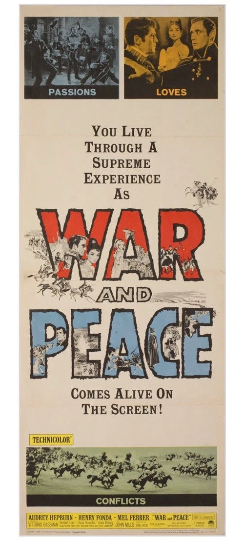 War and Peace Vintage Original Movie Poster 1956 Audrey Hepburn Leo Tolstoy