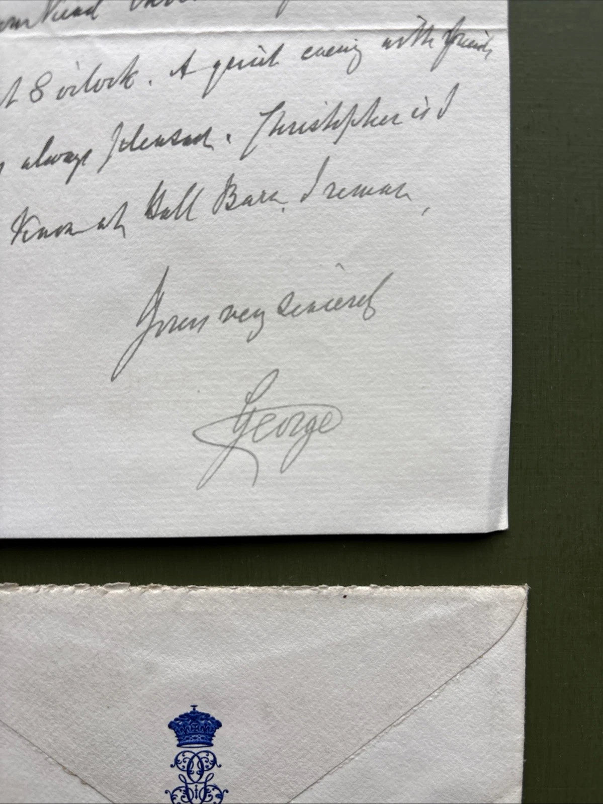 Prince George Duke of Cambridge Signed Letter With Envelope to Sir Charles Hall