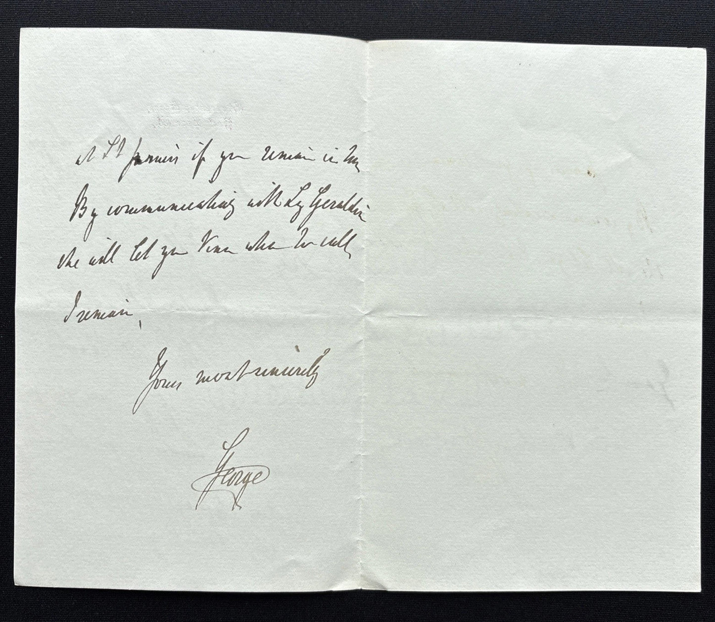 Prince George Duke of Cambridge Signed Royal Letter To Sir Martin Andrew Dillon