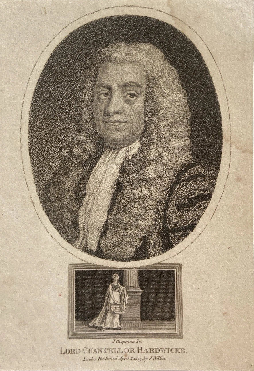 Antique 1807 Engraving of Lord Chancellor Hardwicke 18th C. British Statesman