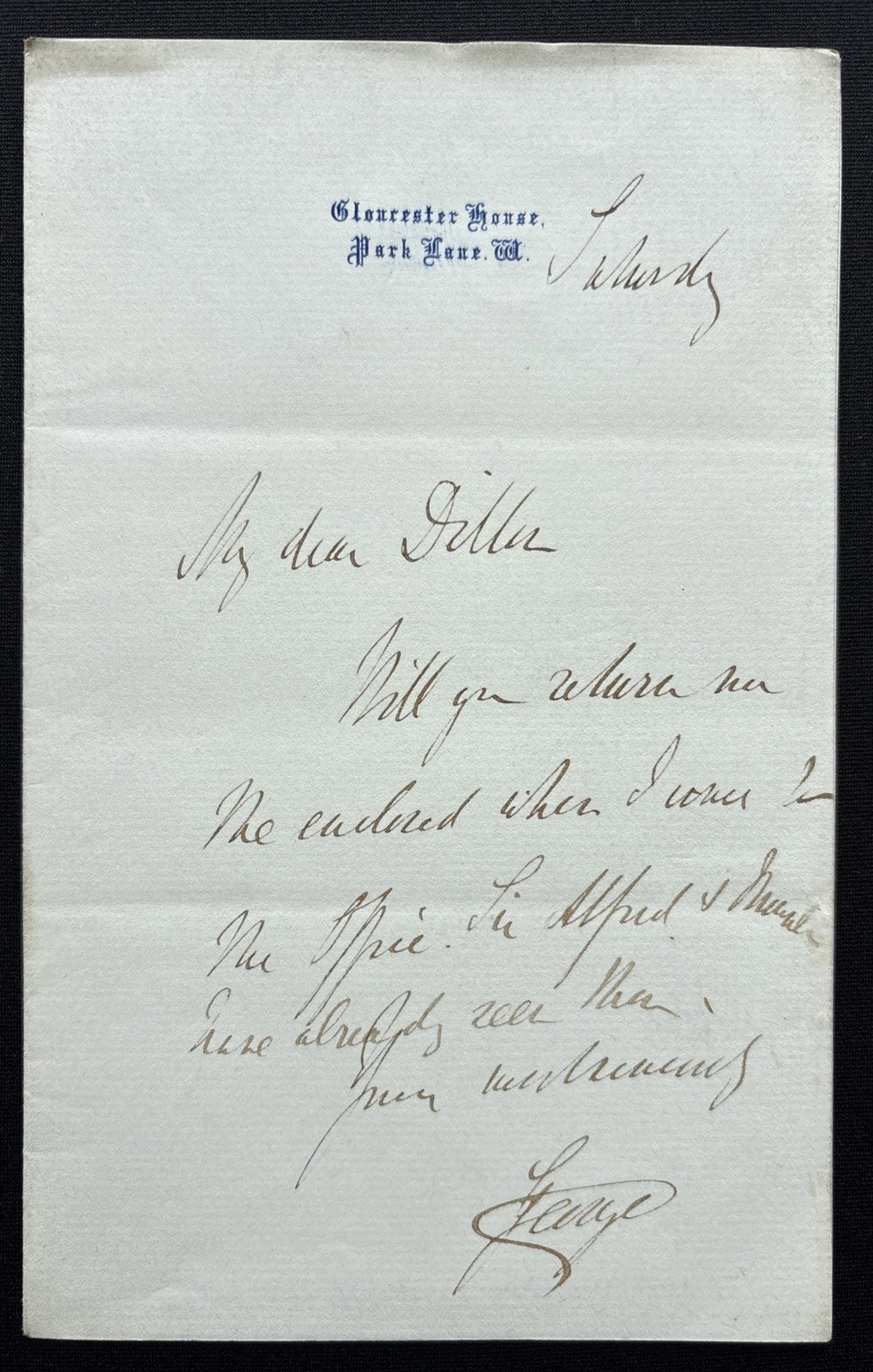 Prince George Duke of Cambridge Signed Royal Letter To Sir Martin Andrew Dillon
