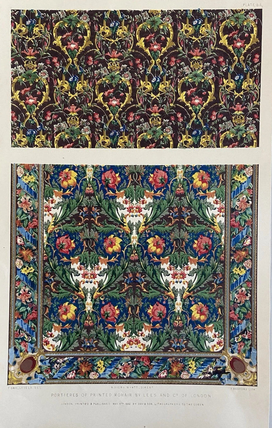 Antique Victorian Textile Print – Portieres of Printed Mohair by Lees & Co 1852