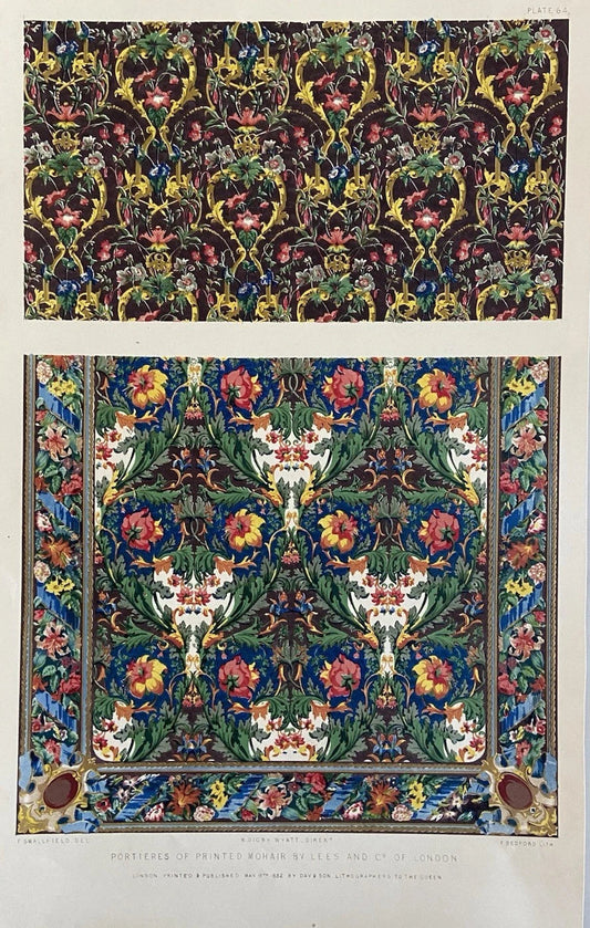 Antique Victorian Textile Print – Portieres of Printed Mohair by Lees & Co 1852